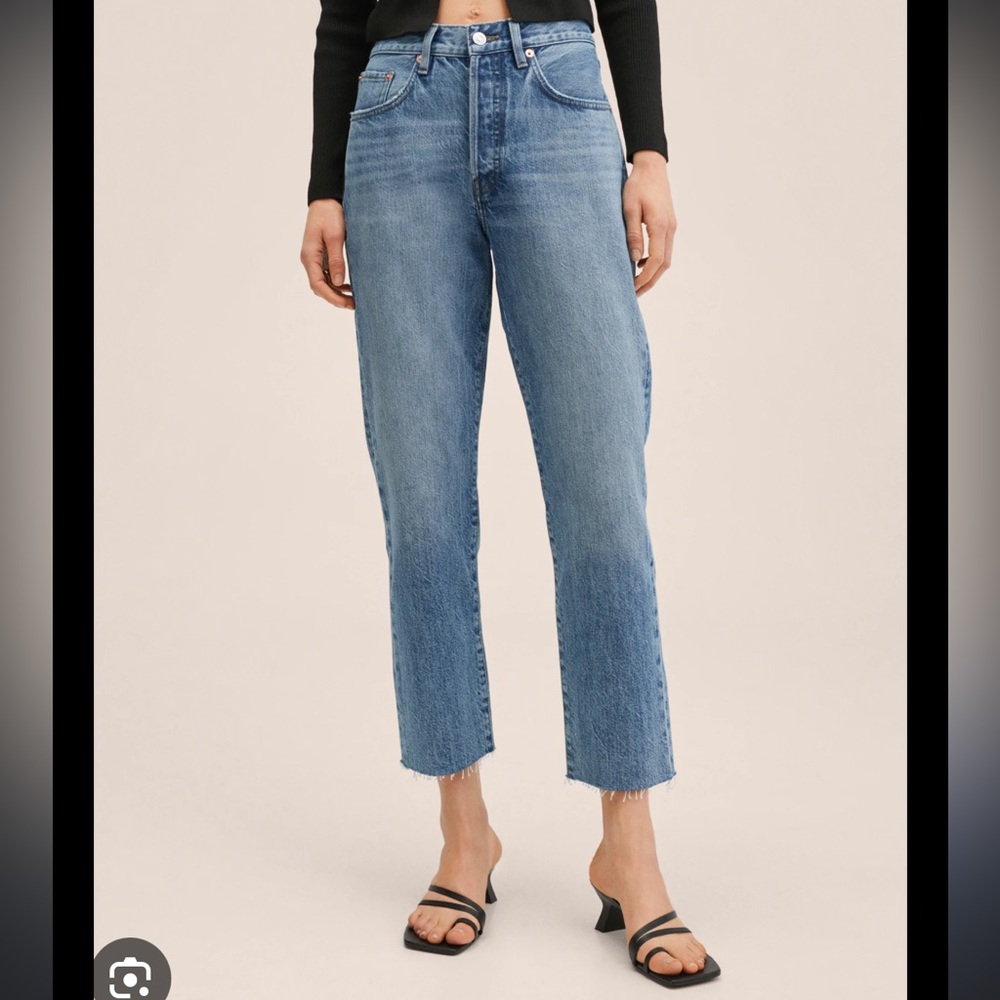 Re/Done Blue Ankle Cropped Jeans Classic Style